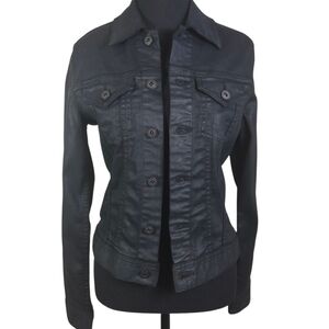 AG Adriano Goldschmied Robyn Fitted Black Stretch Denim Jacket Size Small